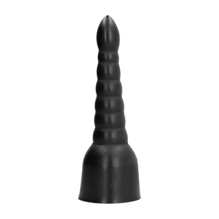 Avsmalnande Räfflad Dildo, 34 cm, Svart