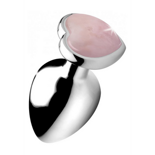 Hjärtformad Buttplugg - Stor Rosa Rosenkvarts