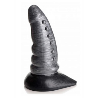 Avsmalnande Texturerad Dildo, Sugkopp Silver/Svart