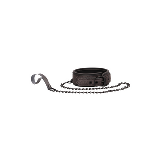 Halsband med Koppel Bondat Läder, Titangrå, 97cm