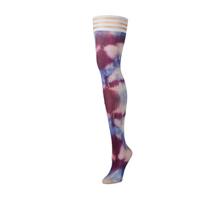 Lårhöga Tie-Dye Strumpor, Halkfri Kant, Blå