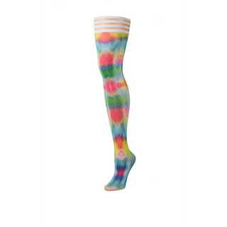 Lårhöga Strumpor Tie-Dye Regnbåge Halkfri Kant