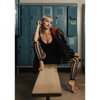 Svarta Stay-ups Fisknät, Fotlösa Tights