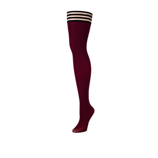 Röda Stay-ups Tights, Ogenomskinliga Lårhöga Strumpor