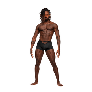Svart Mini Short med Hål - Waist Cut Out, Metall, Slim Fit