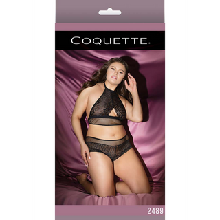 Fisknät Haltertopp & Hotpants Spets Plus Size