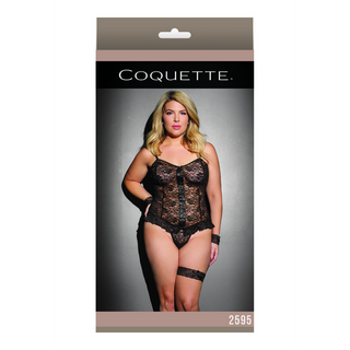 Svart Linne med G-string Plus Size, Svart Dam Underkläder