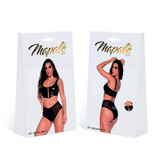 Svart Vinyl Crop Top & Trosa Set – Högmidjad Trosa