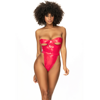 Röd Högskuren Bodysuit Justerbara Remmar