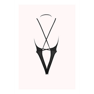 Svart Teddy Halter L/XL - Djup V-ringning, Öppen Rygg