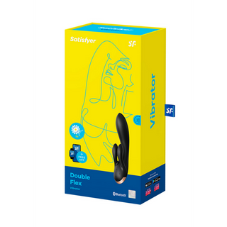 Dubbel Kaninvibrator Svart, Appstyrd & Uppladdningsbar