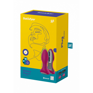 Vibrerande Analtapp med Roterande Pärlor, Appstyrd, Fuchsia