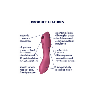 Röd 3-i-1 Vibrator: G-punkt, Klitoris & Luftpuls