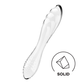 Transparent Glasdildo, Dubbel Textur & Temperaturlek
