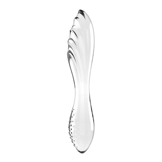 Transparent Glasdildo, Dubbel Textur & Temperaturlek