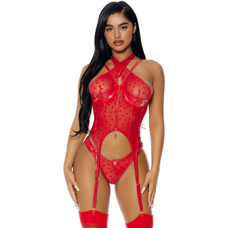 Sexigt Underklädesset Mesh Hjärtan & Bustier - M