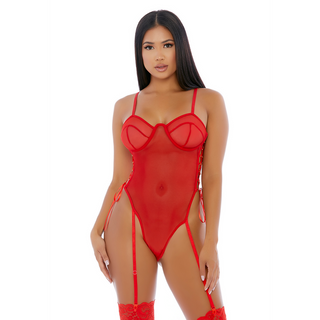 Bodysuit Mesh Bygel Strumpeband Hög Ben