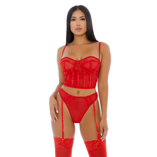 Transparent Underklädesset med Bustier & Garter - S