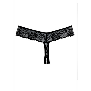 Grenlös Spets Tanga Svart - One Size