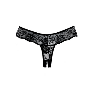 Grenlös Spets Tanga Svart - One Size