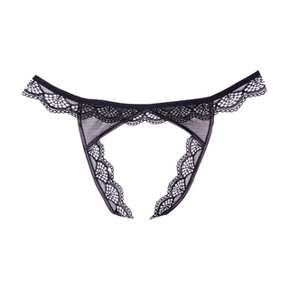Spets & Mesh Öppen Trosa - One Size - Svart