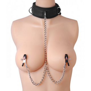 Halsband med Nippelklämmor, Kedja & D-ringar
Nippelklämma Halsband Kedja D-ringar - Underkastelse
