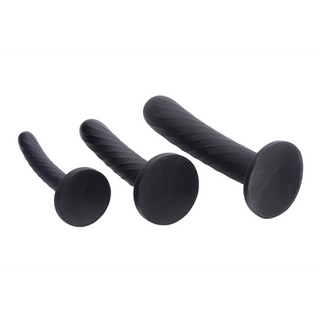 Silikon Dildoset 3-delad - Svart, Stimulerande