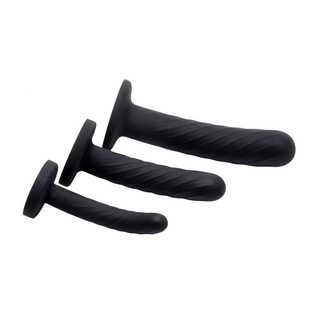 Silikon Dildoset 3-delad - Svart, Stimulerande