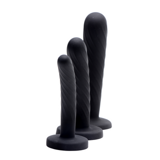 Silikon Dildoset 3-delad - Svart, Stimulerande