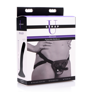 Peeging Dildo med Sele - Justerbar, 12.7 cm, Svart