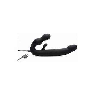 Uppladdningsbar Dubbelverkande Vibrerande Strap-On - 7 Lägen