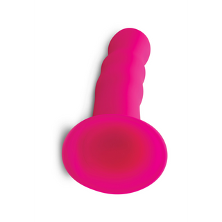 Vågig Dildo - Sugpropp, Stimulerande Ribbor, Flexibel