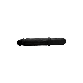 Svart Vibrerande Dildo med Stöt, Handtag & 8 Lägen