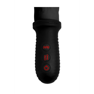 Svart Vibrerande Dildo med Stöt, Handtag & 8 Lägen