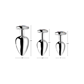 Hjärtformad Butt Plug Aluminium Regnbågsprisma Stor