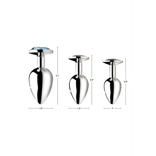 Liten Butt Plug Regnbågs-Prisma Juvel, Aluminium