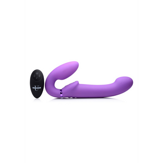Stropplös Dubbel Vibrerande Dildo, Uppblåsbar & Fjärrstyrd