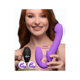 Stropplös Dubbel Vibrerande Dildo, Uppblåsbar & Fjärrstyrd