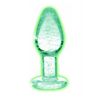 Självlysande Grön Analplugg Glas - Liten