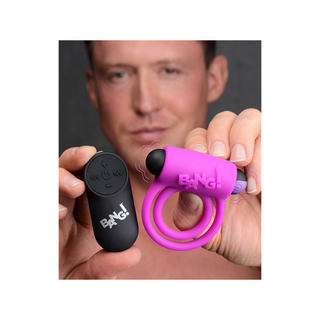 Vibrerande Cockring & Bullet med Fjärrkontroll, Silikon