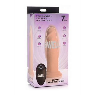 Uppblåsbar Vibrerande Dildo, 18 cm, Fjärrkontroll, Silikon
