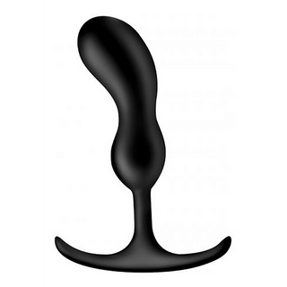 Svart Böjd Prostataplugg - Viktad Silikon, Medium