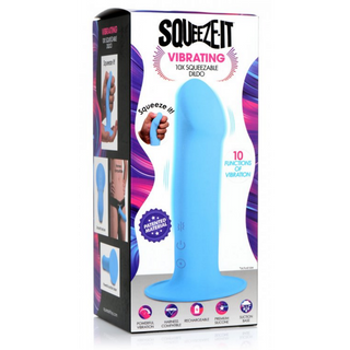 Vibrerande Dildo Blå, Böjbar, 3 Hastigheter & Sugpropp