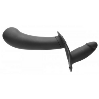 Svart Vibrerande Dubbel Dildo Sele Fjärrkontroll, 4 Hastigheter