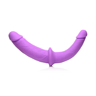 Vändbar Dubbel Dildo med Sele - Realistisk Textur, Silikon