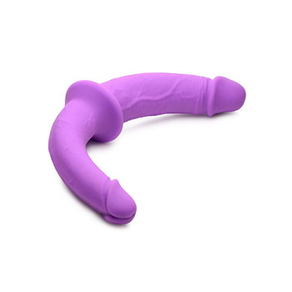 Vändbar Dubbel Dildo med Sele - Realistisk Textur, Silikon