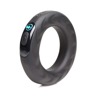 Vibrerande E-Stim Cockring, Fjärrkontroll, Silikon, Svart/Blå