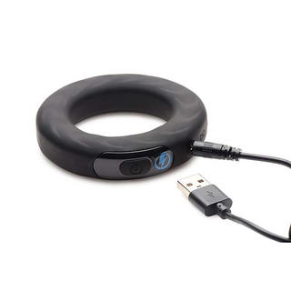 Vibrerande E-Stim Cockring, Fjärrkontroll, Silikon, Svart/Blå