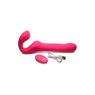 Rosa Vibrerande Stötsimulerande Strap-On, Fjärrkontroll