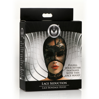 Spets Bondagemask Öppen Mun - Genomskinlig Svart Mask